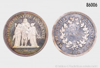 Frankreich, 50 Francs 1980, Hercules-Gruppe, Piefort, 950er Silber, 60,45 g, 41 mm, PP, berührt, feine Patina auf der Rs., feine Haarlinien