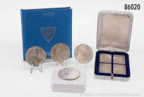 Kleines Silberanlage-Konv., bestehend aus USA Silver Eagle 1987, 1 Unze Feinsilber, 3 x Maria-Theresia-Taler offizielle NP, dazu Silbermedaille 1980, ...