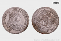 Böhmen, 3 Kreuzer 1732, Prag, 23 mm, Herinek 797, fast vorzüglich