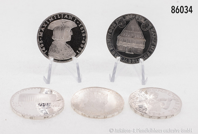Konv. Österreich, 19 x 50 Schilling Silbergedenkmünzen aus 1959/1974, Stempelgla...