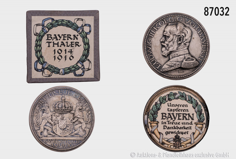 Bayern, Steckmedaille, Bayernthaler 1914/1916, von Richard Klein, versilbertes E...