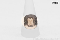Herrenring, 585er Gelbgold, mit Rauchquarz (Topas), 12,8 g, Innendurchmesser 19,8 mm, sehr guter Zustand