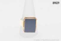 Herrenring, 585er Gelbgold, mit hellblauem Stein, 11,1 g, Innendurchmesser 20,4 mm
