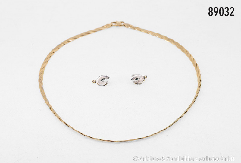 Konv. Kette, 333er Gold, L ca. 45 cm, 7,7 g, sehr guter Zustand, dazu 1 Paar Ohr...
