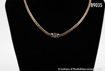 Kette, 585er Gelbgold, Italien, vermutlich 1960er Jahre, L ca. 42 cm, mit einem Punktdiamanten, 7,6 g