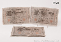 Deutsches Reich, Konv. 14 x 1000 Mark 1910, verschiedene Serien, gemischter Zustand, gebraucht, mit Falz, bitte besichtigen