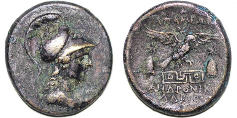 PHRYGIA. Apameia. Andronikos , Circa 100-50 BC. AE(8.79g, 24mm),  Bust of Athena...