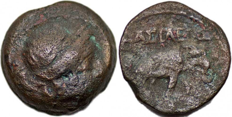 SELEUKID KINGS, Antiochos III. 222-187 BC. Æ (3.52g).Seleucia on the Tigris .