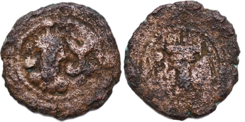 SASANIAN KINGDOM: Shapur II, 309-379, AE Pashiz (1.59g/ 14mm), very rare subtype...