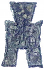 China
Chou-Dynastie 1122-255 v. Chr.
Bronze-Spatengeld mit flachem Griff ca. 350/250 v.Chr. "square foot", Yi Chang. 6,25 g. sehr schön, Fundbelag, ...