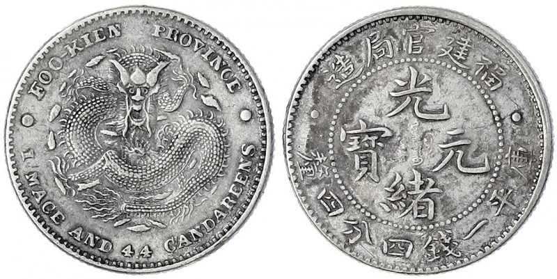 China
Qing-Dynastie. De Zong, 1875-1908
20 Cents o.J.(1894) Provinz Foo-Kien. ...