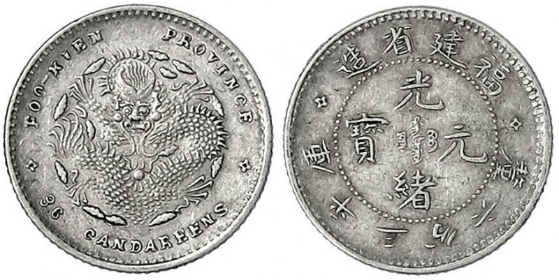 China
Qing-Dynastie. De Zong, 1875-1908
5 Cents 1894 Provinz Foo-Kien. sehr sc...