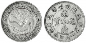 China
Qing-Dynastie. De Zong, 1875-1908
20 Cents (1 Mace and 4.4 Candareens) Jahr Wu Hsu = 1898 Provinz Kiang-Nan. sehr schön. Lin Gwo Ming 220.