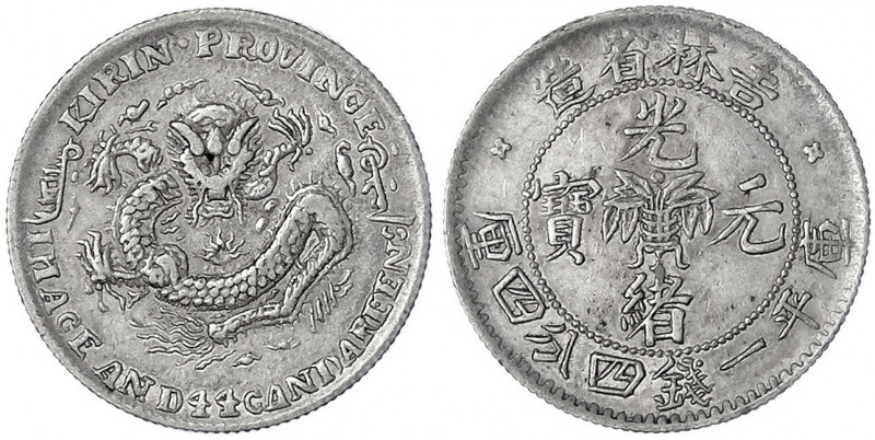 China
Qing-Dynastie. De Zong, 1875-1908
20 Cents o.J.(1898) Provinz Kirin. seh...