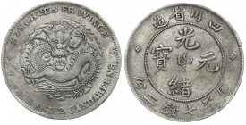 China
Qing-Dynastie. De Zong, 1875-1908
Dollar (Yuan) o.J. (1901). Provinz Szechuan (7 Mace and 2 Candareens). Variante mit schräg gepunzten Buchsta...
