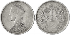 China
Qing-Dynastie. De Zong, 1875-1908
Rupee o.J., geprägt 1903. Provinz Szechuan/Tibet. sehr schön. Lin Gwo Ming 359.