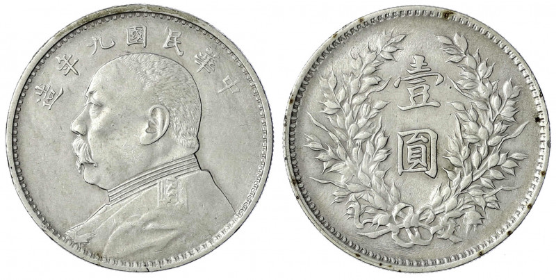 China
Republik, 1912-1949
Dollar (Yuan) Jahr 9 = 1920, Präsident Yuan Shih-kai...