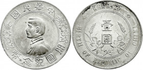 China
Republik, 1912-1949
Dollar (Yuan) o.J., geprägt 1928. Birth of Republic. Präsident Sun Yat-Sen. sehr schön/vorzüglich, kl. Fleck. Lin Gwo Ming...