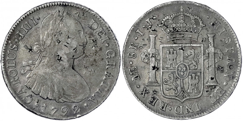 China
"Bang Yang"
Peru 8 Reales 1792 IJ Lima, mit zahlreichen chin. Chopmarks....