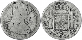 China
"Bang Yang"
Peru 8 Reales 1800 IJ Lima, mit zahlreichen chin. Chopmarks. schön. Krause/Mishler 97.