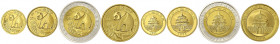 China
Volksrepublik, seit 1949
4 GOLD-Münzen Pandaausgabe in Proof 1993 10 Y. 1/10 Unze, 25 Y. 1/4 Unze, 25 Y. Bi-Metall (1/4 Unze Gold und 1/8 Unze...