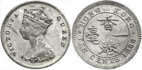 Hongkong
Victoria, 1860-1901
10 Cents 1868 über 1868. sehr schön/vorzüglich. Krause/Mishler 6.3.