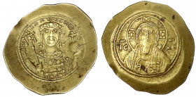 Kaiserreich
Michael VII., 1071-1078
Histamenon ELEKTRON 1071/1078. Hüftbild v.v. mit Labarum und Kreuzglobus/Christus thront v.v. 4,43 g. Stempelste...