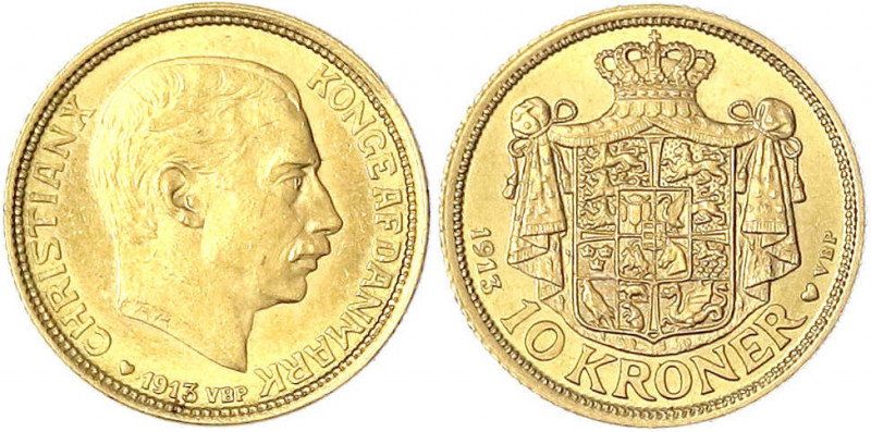 Dänemark
Christian X., 1912-1947
10 Kronen 1913. 4,48 g. 900/1000. vorzüglich/...