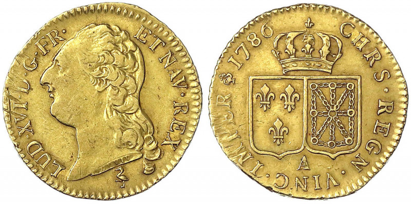 Frankreich
Ludwig XVI., 1774-1793
Louis d` or 1786 A, Paris. 7,64 g. vorzüglic...