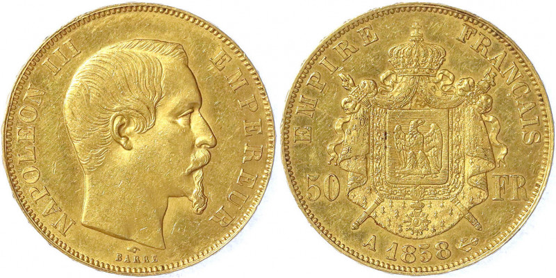 Frankreich
Napoleon III., 1852-1870
50 Francs 1858 A, Paris 16,125 g. 900/1000...