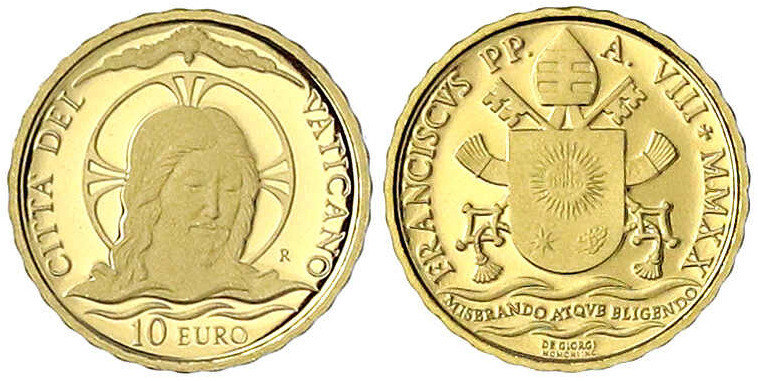 Italien-Kirchenstaat
Franziskus I., seit 2013
10 Euro 2020. Die Taufe. 3 g. 91...