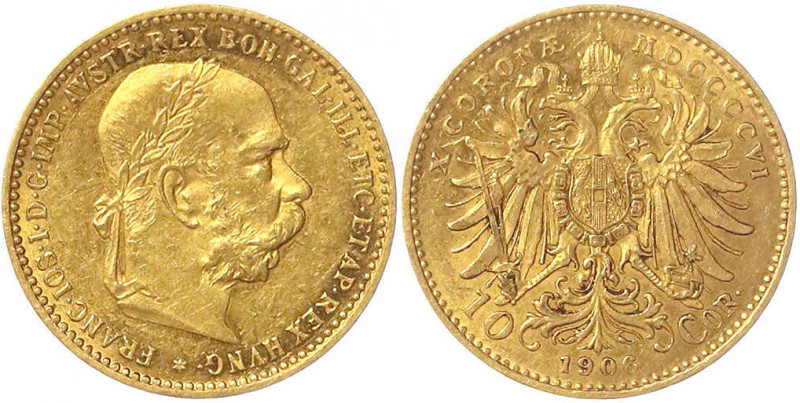 Haus Habsburg
Franz Joseph I., 1848-1916
10 Kronen 1906. 3,39 g. 900/1000. vor...