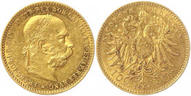 Haus Habsburg
Franz Joseph I., 1848-1916
10 Kronen 1906. 3,39 g. 900/1000. vorzüglich. Herinek 385. Friedberg 422.
