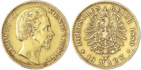 Bayern
Ludwig II., 1864-1886
10 Mark 1880 D. sehr schön, berieben und Randfehler. Jaeger 196.