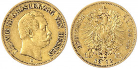 Hessen
Ludwig III., 1848-1877
10 Mark 1873 H. sehr schön. Jaeger 213.