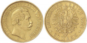 Hessen
Ludwig III., 1848-1877
20 Mark 1874 H. gutes sehr schön. Jaeger 217.