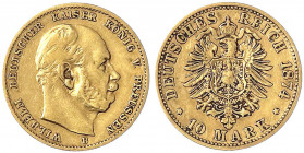 Preußen
Wilhelm I., 1861-1888
10 Mark 1874 B. sehr schön. Jaeger 245.