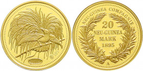 Neuguinea
Neu-Guinea Compagnie
Neuprägung zum 20 Neu-Guinea Mark-Stück 1895 A (2005). 3,13 g. 585/1000. Polierte Platte. Jaeger NP zu 709.