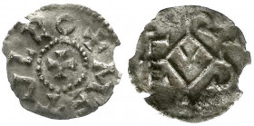 Karl der Große, 786-814
Obol o.J. Melle. Monogramm/+METVLLO um Kreuz im Perlkreis. 0,70 g. sehr schön, kl. Randabbruch, äußerst selten Anscheinend er...