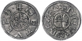 Pippin II. 839-865 in Aquitanien
Pfennig o.J. Melle. sehr schön, schöne Patina. Morrison/Grunthal 606.