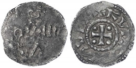 Karl der Einfältige 897-922
Pfennig o.J., Köln. 1,75 g. fast sehr schön, Prägeschwäche. Hävernick 23.