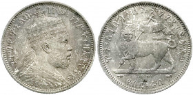 Äthiopien
Menelik II., 1889-1913
1/4 Birr EE 1887 = 1894 A. sehr schön. Krause/Mishler 3.