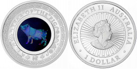 Australien
Elisabeth II., seit 1952
1 Dollar Jahr des Schweins 2017 (1 Unze Silber Opalserie). Im Etui mit Zertifikat und Umverpackung. Polierte Pla...