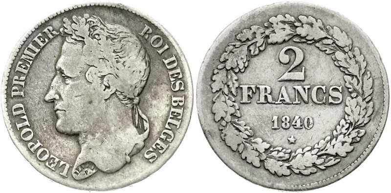 Belgien
Leopold I., 1830-1865
2 Francs 1840. Pos. A. schön. Krause/Mishler 9.2...
