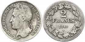 Belgien
Leopold I., 1830-1865
2 Francs 1840. Pos. A. schön. Krause/Mishler 9.2.