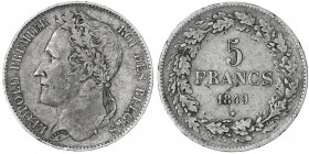 Belgien
Leopold I., 1830-1865
5 Francs 1849. sehr schön, kl. Randfehler. Krause/Mishler 3.2.