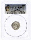 Belgien
Leopold II., 1865-1909
50 Centimes 1886 über 1866 geschnitten. DES BELGES. Im PCGS-Blister mit Grading MS 64 (hier die geänderte Jahreszahl ...