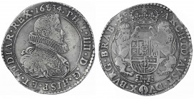Belgien-Brabant
Philipp IV. von Spanien, 1621-1665
Dukaton 1634, Antwerpen. 32,57 g. sehr schön, kl. Schrötlingsfehler, schöne Tönung. Davenport. 44...