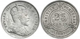 Belize/Britisch Honduras
Britisch Honduras, 1884-1973
25 Cents 1907. sehr schön/vorzüglich. Krause/Mishler 12.