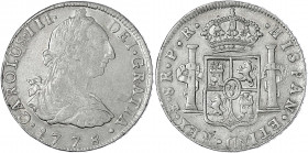 Bolivien
Carlos III., 1759-1788
8 Reales 1778 PR, Potosi. sehr schön. Krause/Mishler 55. C./C./T. 979.